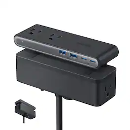 Anker - Nano Power Strip, Desk Clamp with 1500J Surge Protector - Black