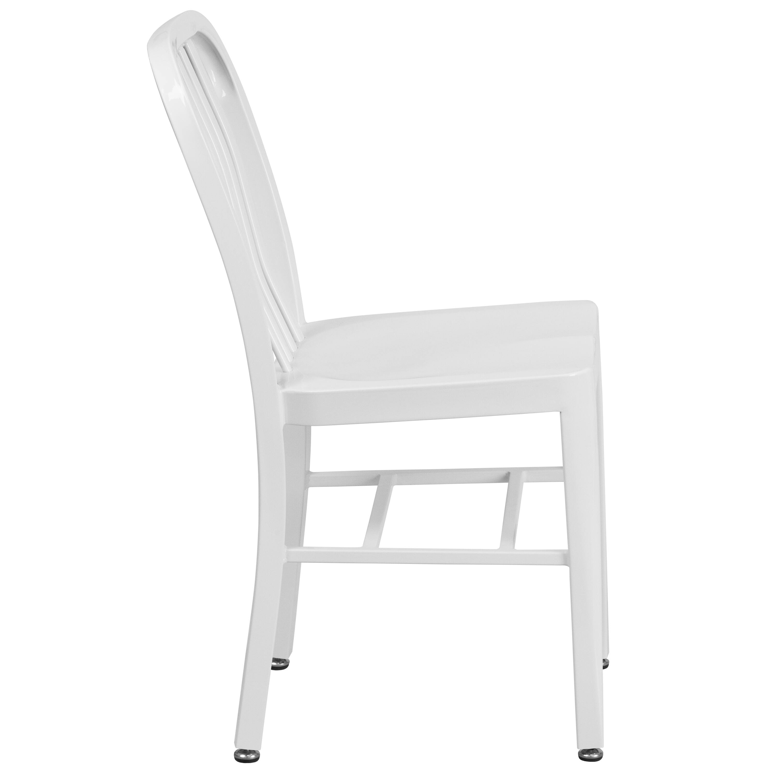 Alt View 6. Emma + Oliver - Commercial Grade Colorful Metal Indoor-Outdoor Chair - White.