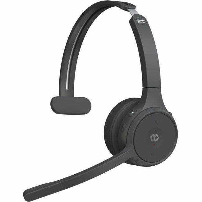 Front. Cisco Consumer Products - Cisco Single-Ear, Carbon Black Headset Bundle - Google Assistant, Siri - Mono - USB Type A - Wired/Wireless - Bluetooth - Black.