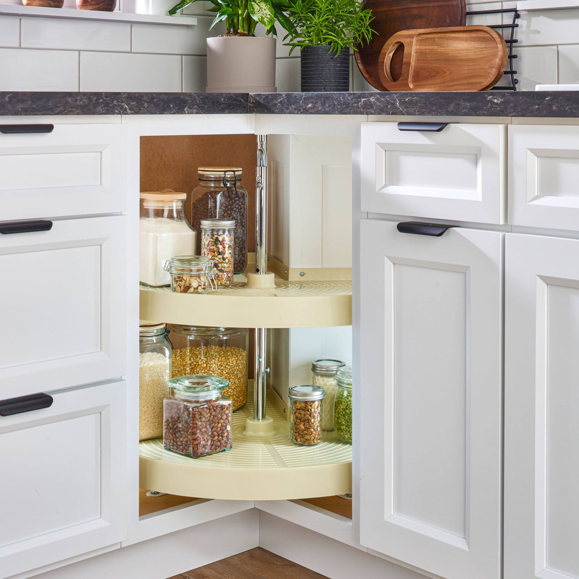 Alt View 1. Rev-A-Shelf - Rev-A-Shelf 28'' Lazy Susan Pie-Cut Polymer Two-Shelf, Almond, LD-2942-28-15-1 - Almond.