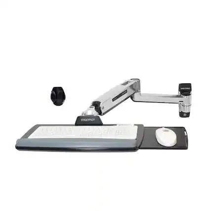 Front. Ergotron - 45-354-026 Sit-Stand Wall Keyboard Arm - 4.85 Lbs. Load Capacity - for Keyboard, Mouse - Polished aluminum.