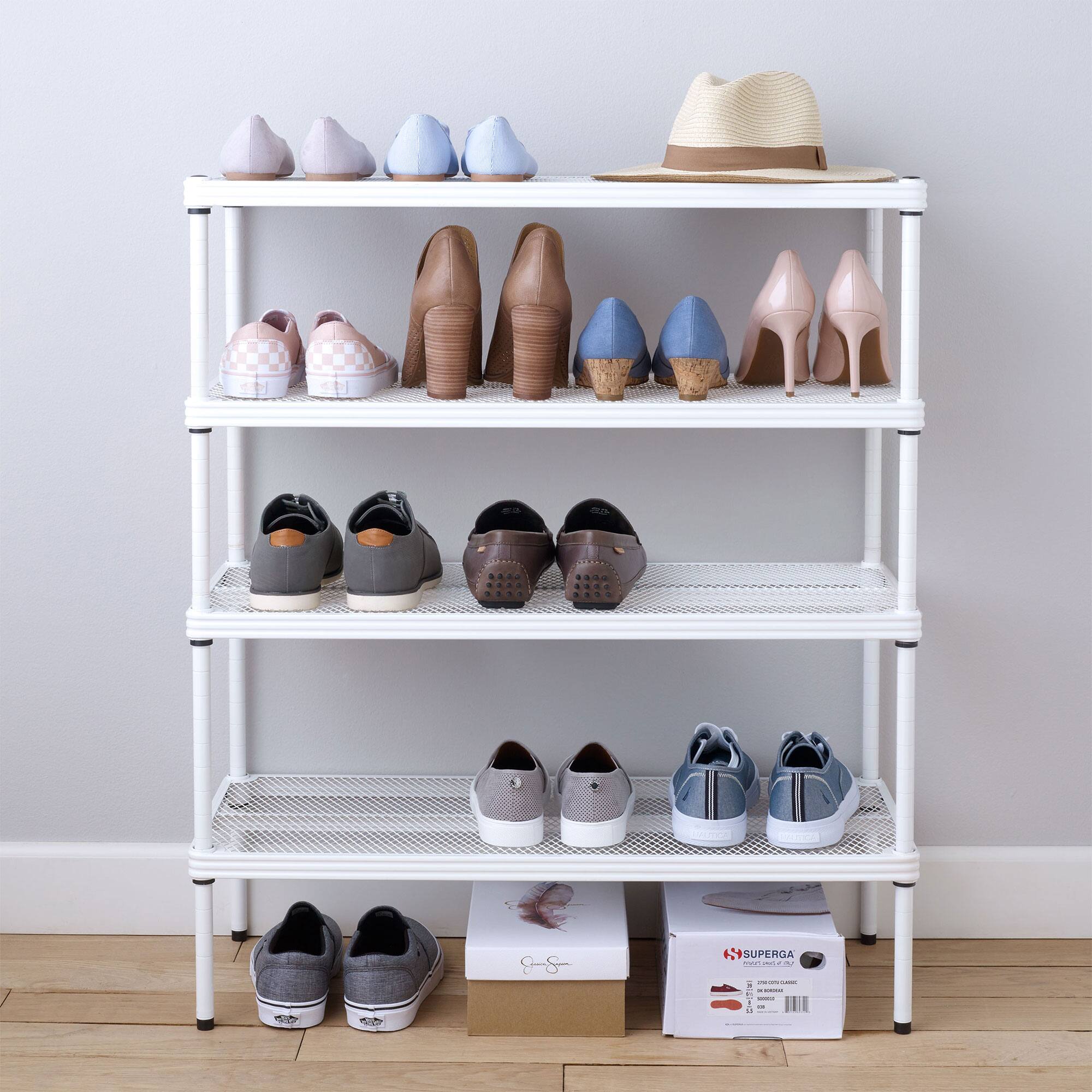 Alt View 4. Design Ideas - Design Ideas MeshWorks 2 Tier Full-Size Metal Storage Shelving Unit Rack, White - White.