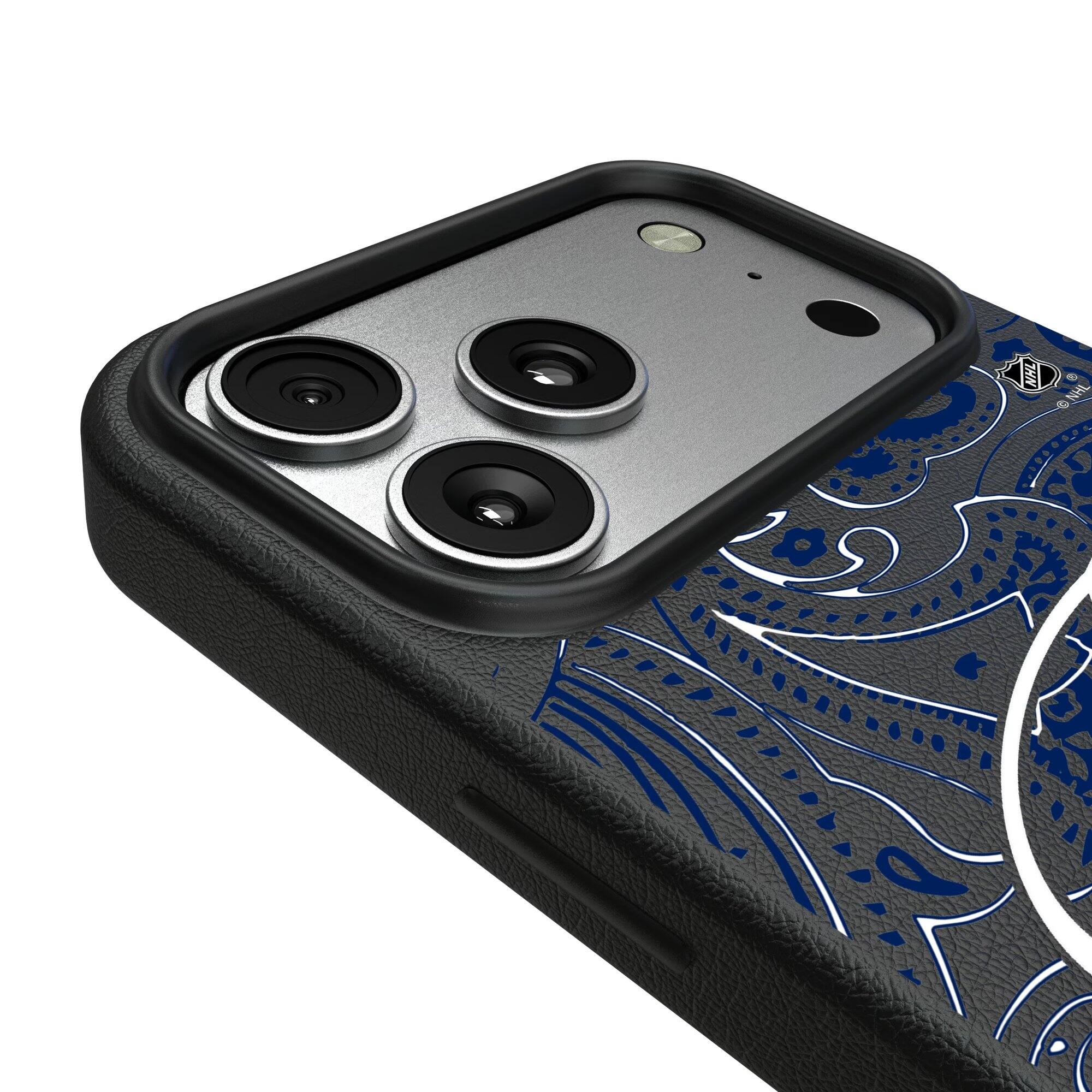 Alt View 2. Keyscaper - Black Tampa Bay Lightning Paisley iPhone Magnetic Bump Case - 16 - Black.