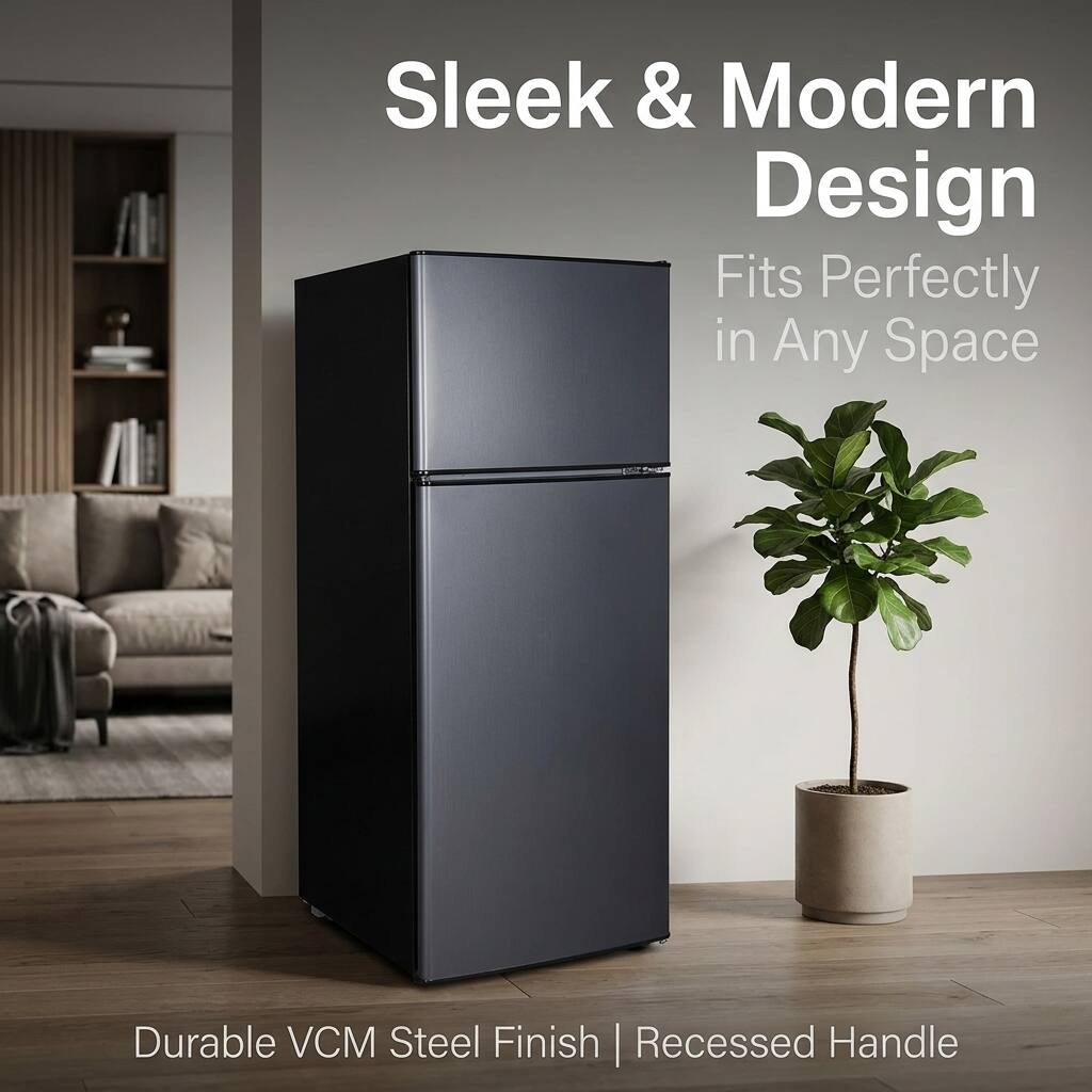 Sleek & Modern Design  
Fits Perfectly in Any Space  
Durable VCM Steel Finish | Recessed Handle