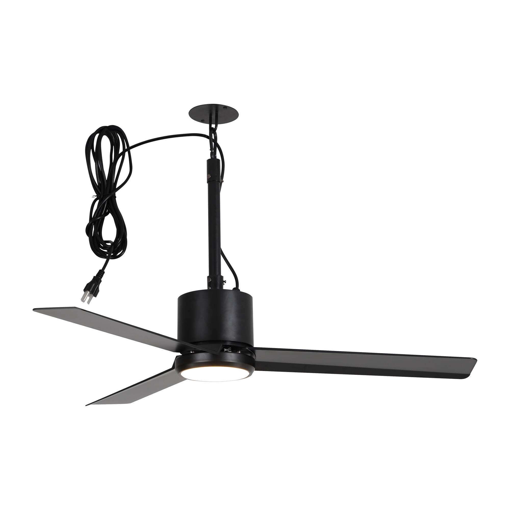 Angle. Parrot Uncle - 42" Modern Black Waterproof Wet Outdoor Gazebo Hook Ceiling Fan with Light and Plug in - Black.