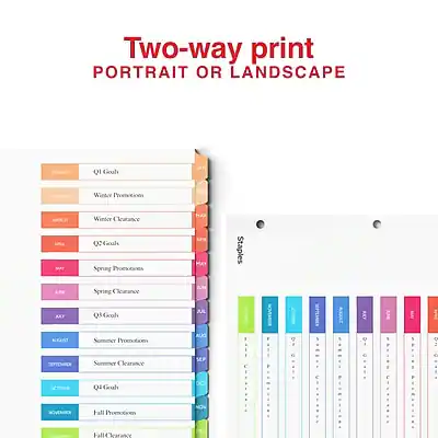 Spring Devidwer Staples Customizable Table of Contents Monthly Dividers, 12 Tabs, 6 ...