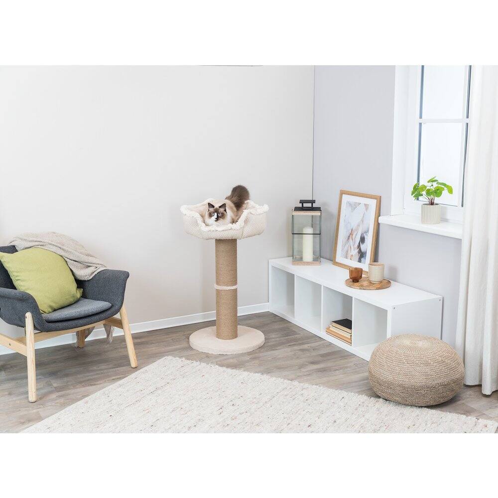 Angle. TRIXIE - Boho Cat Tree, 38.2" Tall, Beige - Beige.