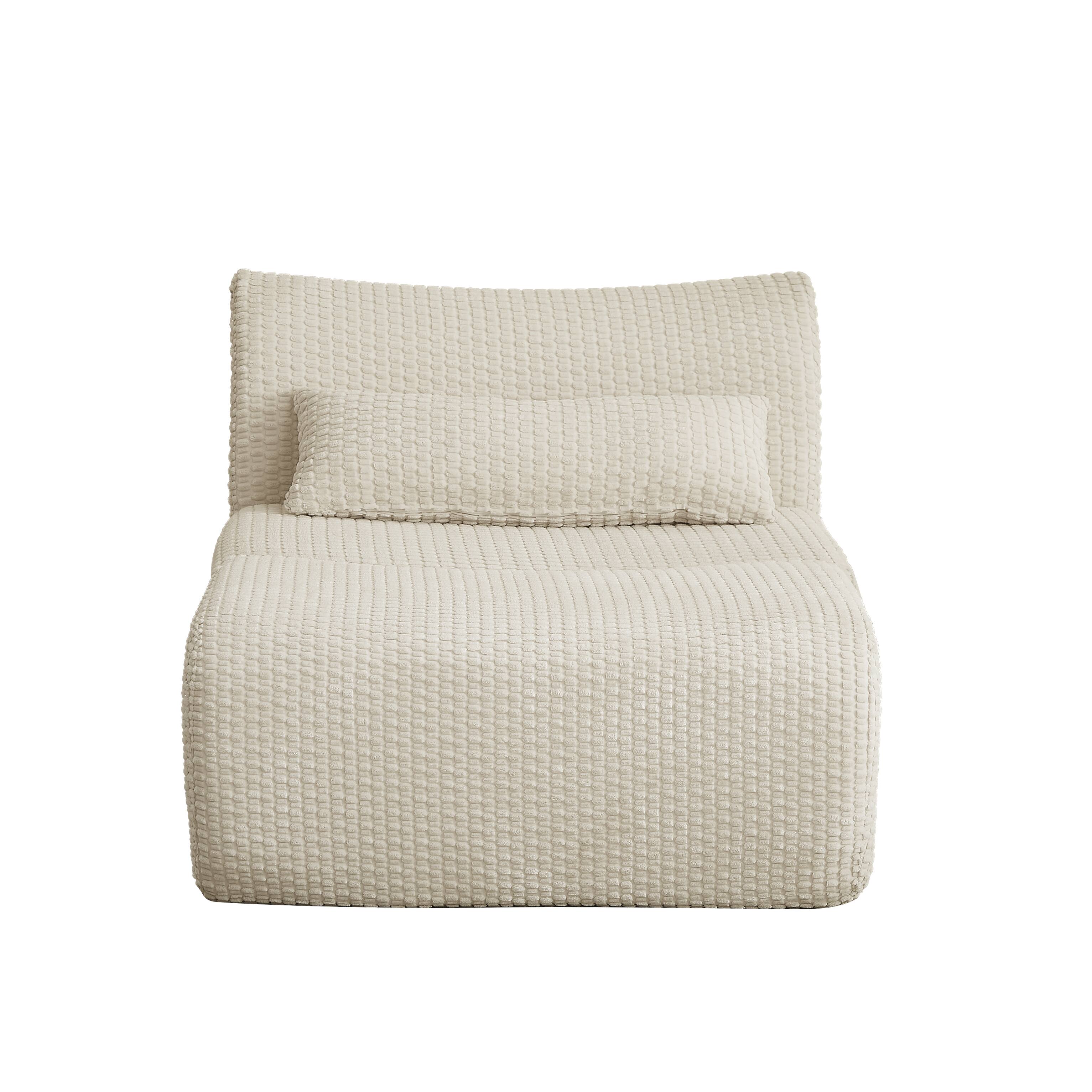 Back. Anysun - Single Modular Sofa with Cloud Comfort, Corduroy Fabric & No Assembly for Living Room - Cream.