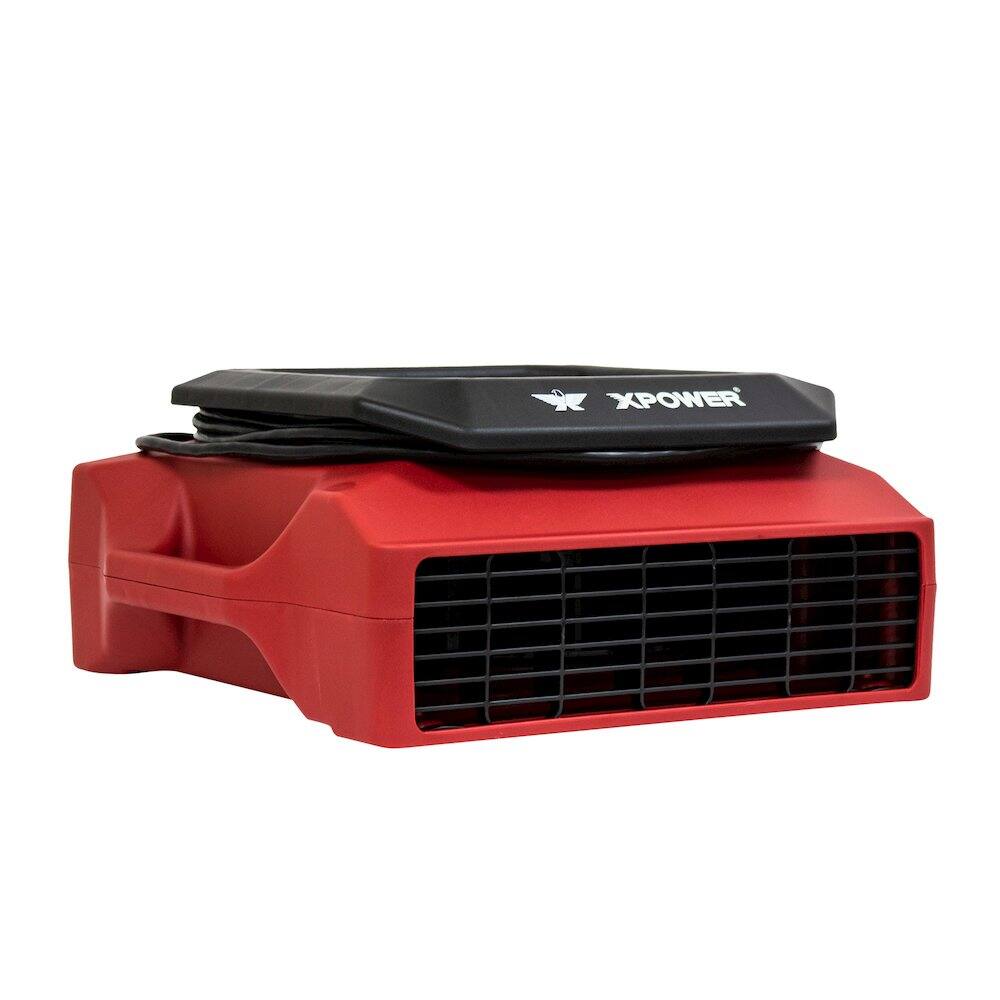 Left. XPOWER - PL-700A 1/3 HP 1050 CFM 3 Speed Low Profile, Floor Fan, Carpet Dryer - Red - Red.