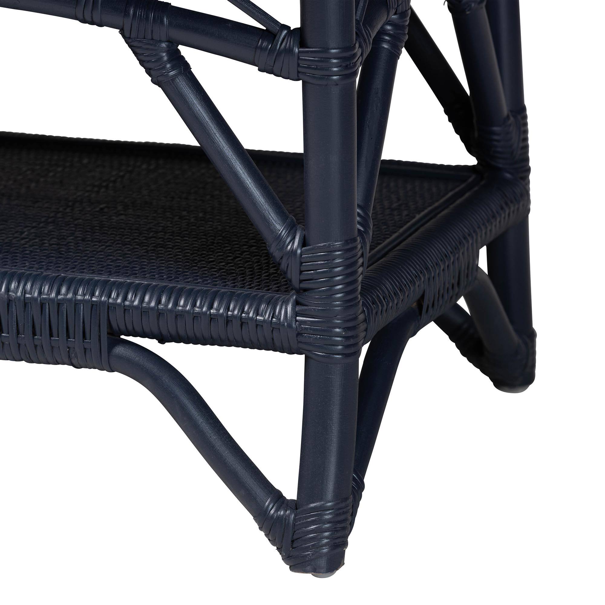 Alt View 2. bali & pari - Leryn Natural Rattan Bench with Shelf - Navy Blue.