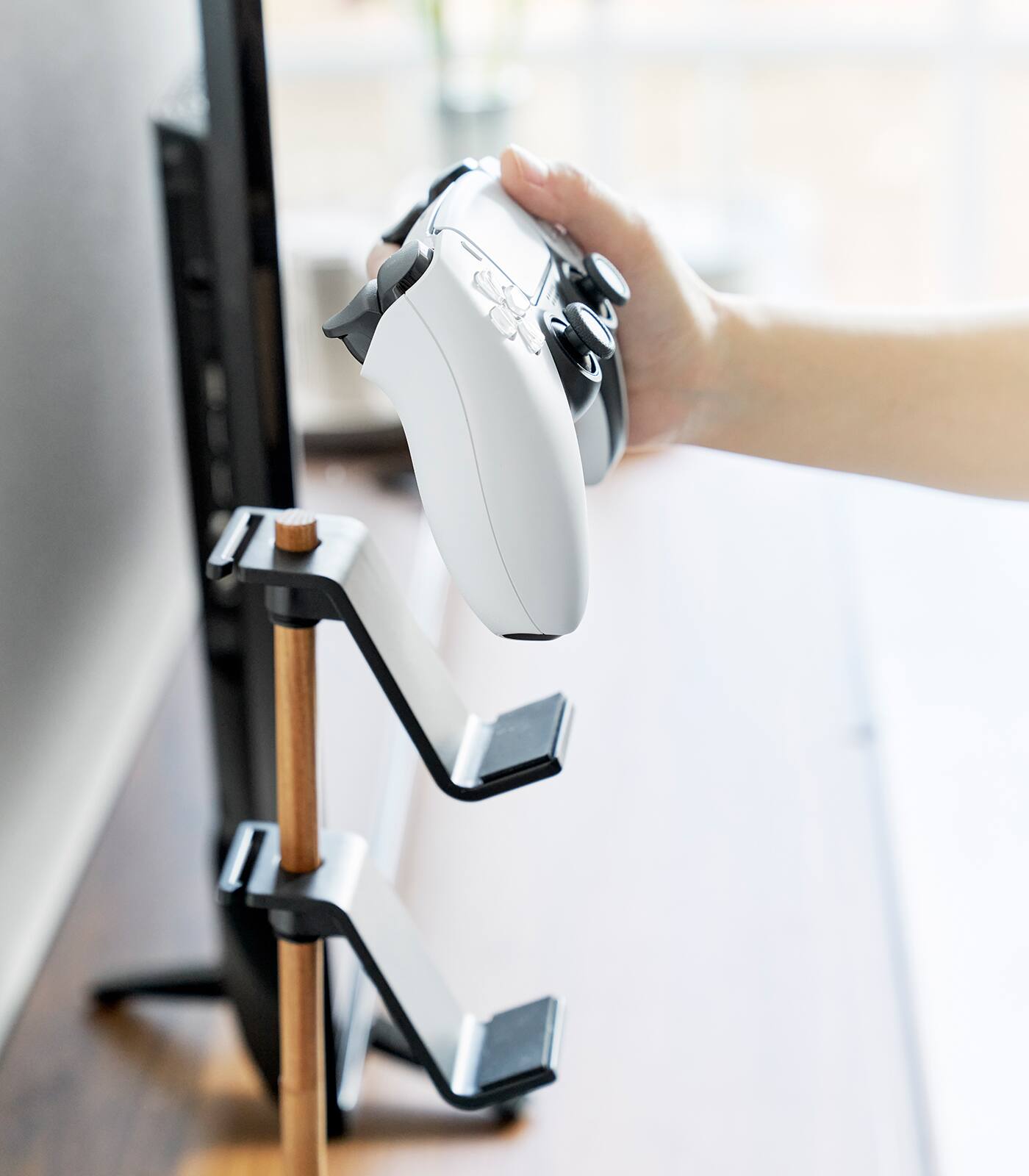 Alt View 2. Yamazaki Home - Controller Stand - Steel + Wood.