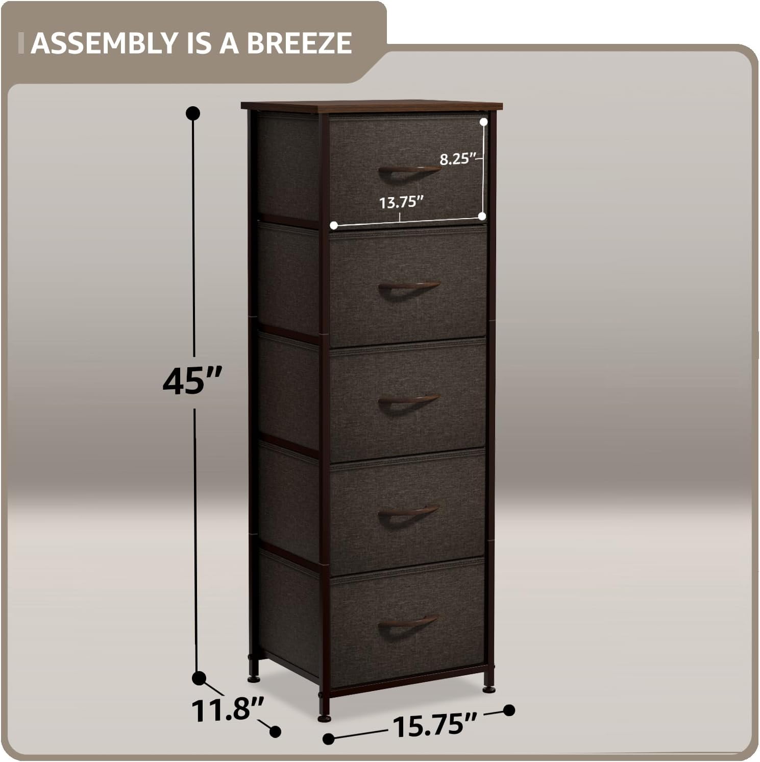 ASSEMBLY IS A BREEZE

8.25"  
13.75"  
45"  
11.8"  
15.75"