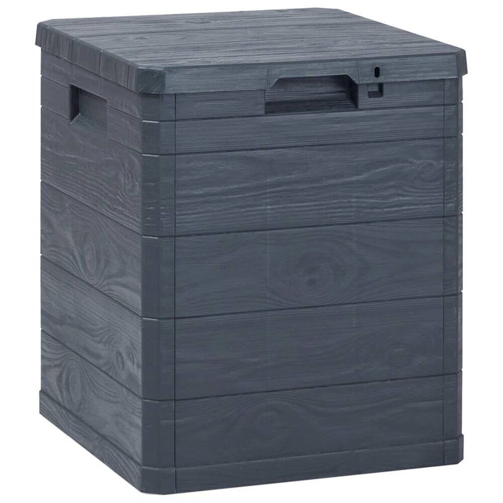 Front. vidaXL - Storage Box Plastic (with wood effect) Compact - Anthracite.