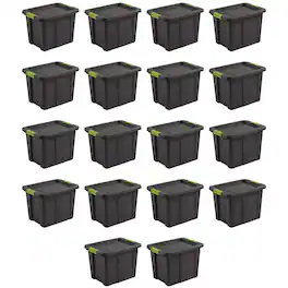 Sterilite - Tuff1 Latching 18 Gallon Plastic Storage Container & Lid (18 Pack) - Flat Gray