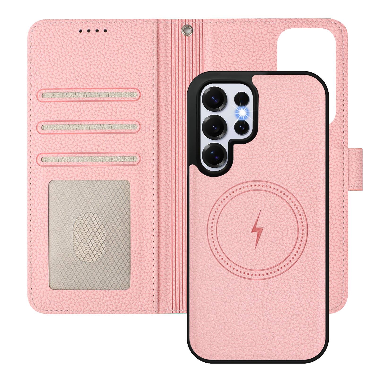 Alt View 2. Dteck - Magnetic Detachable 2-in-1 Wallet Case for Samsung Galaxy S25 Ultra,PU Leather Flip Cover with Card Slots & Wrist Strap - Mint.