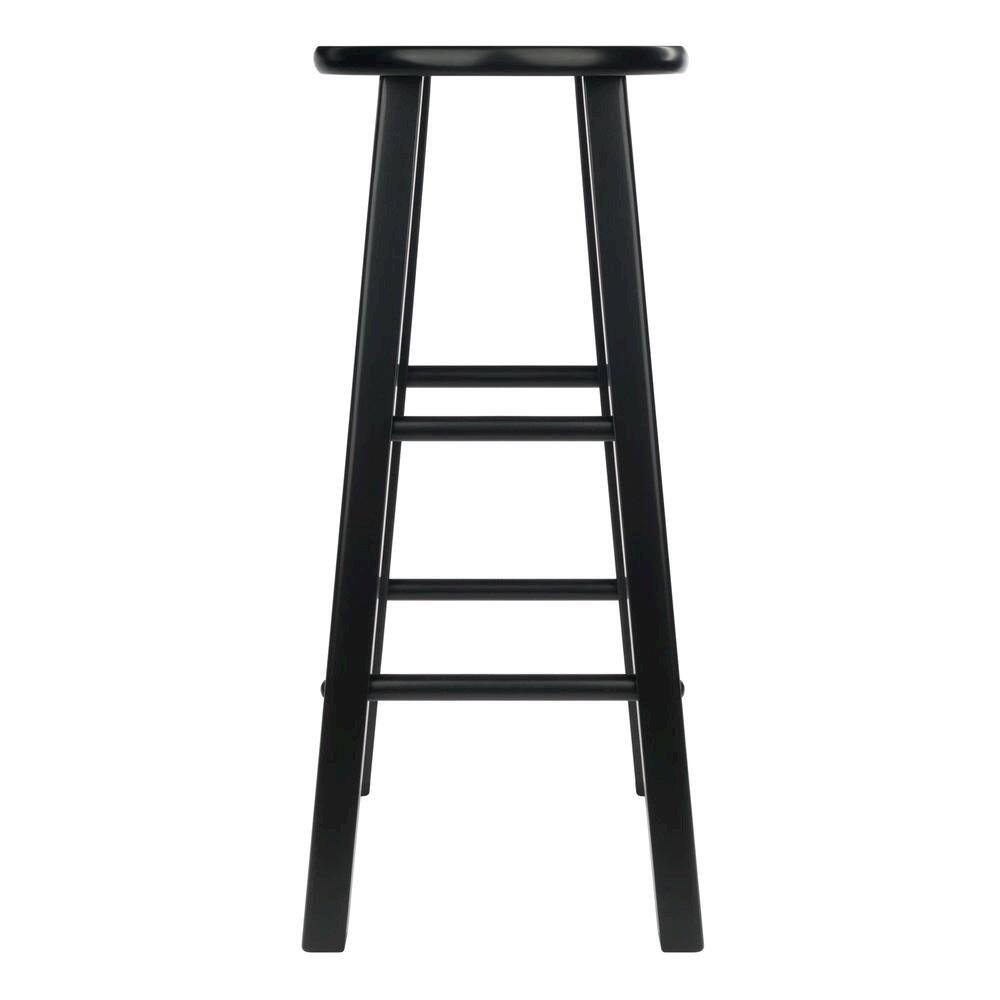 Left. FurniFact - Rustic Wooden Bar Stools – Backless Wood Counter Stools Set of 2 - Black.