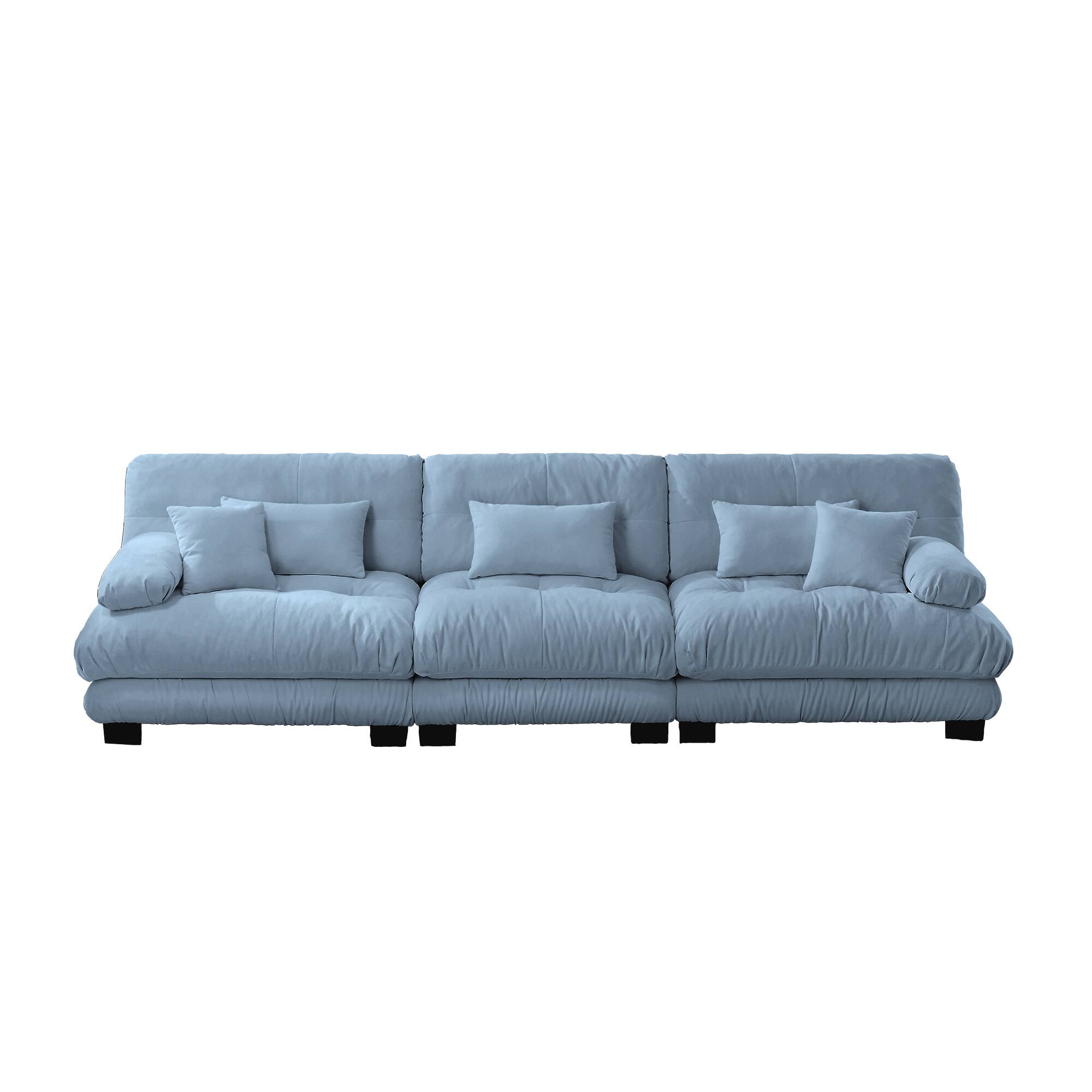 Alt View 7. LOVMOR - 3 Seater Modular Deep Seat Chenille Sectional Couch Compressed Pack For Living Room Apartment Office Plush Den - Blue.