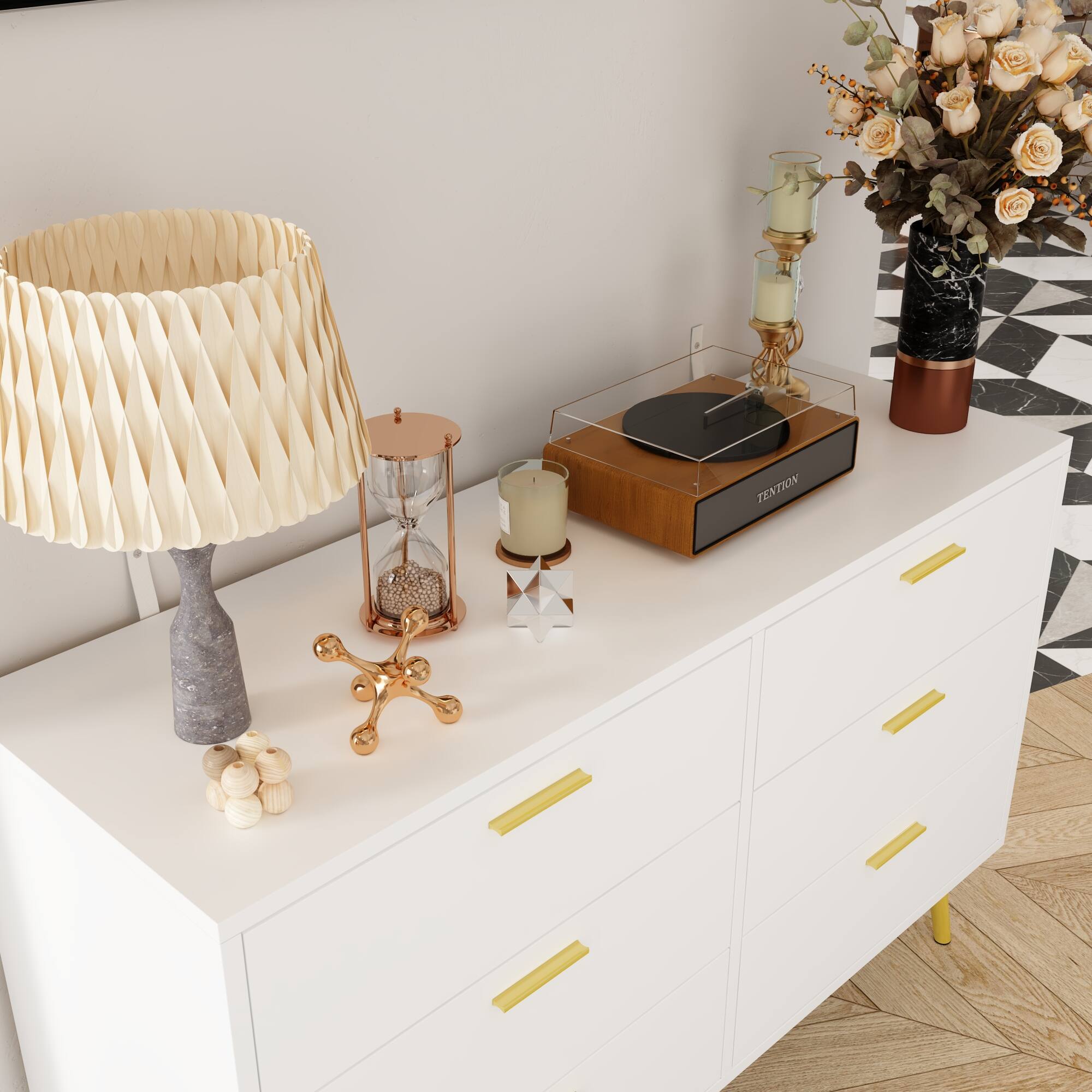 Alt View 5. FUFU & GAGA - FUFU&GAGA 6 - Drawer Double Dresser - Elevated Storage for Modern Living - White.