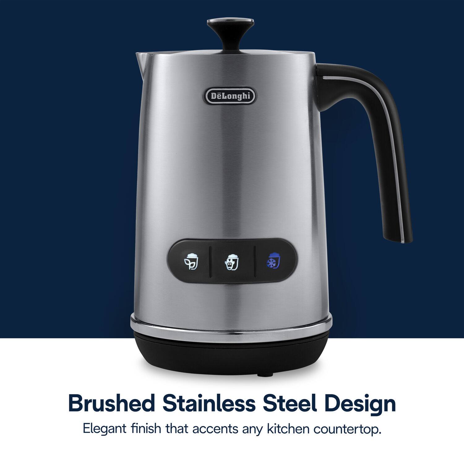 DeLonghi 97  
Brushed Stainless Steel Design  
Elegant finish that accents any kitchen countertop.