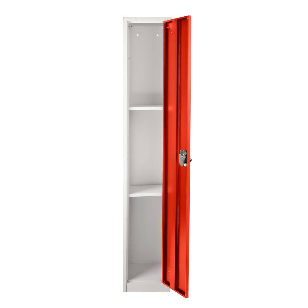 Angle. AdirOffice - Storage Locker 629-Series 72" H 1-Tier Steel Key Lock 2-Shelf Locker with Key Lock - Red.