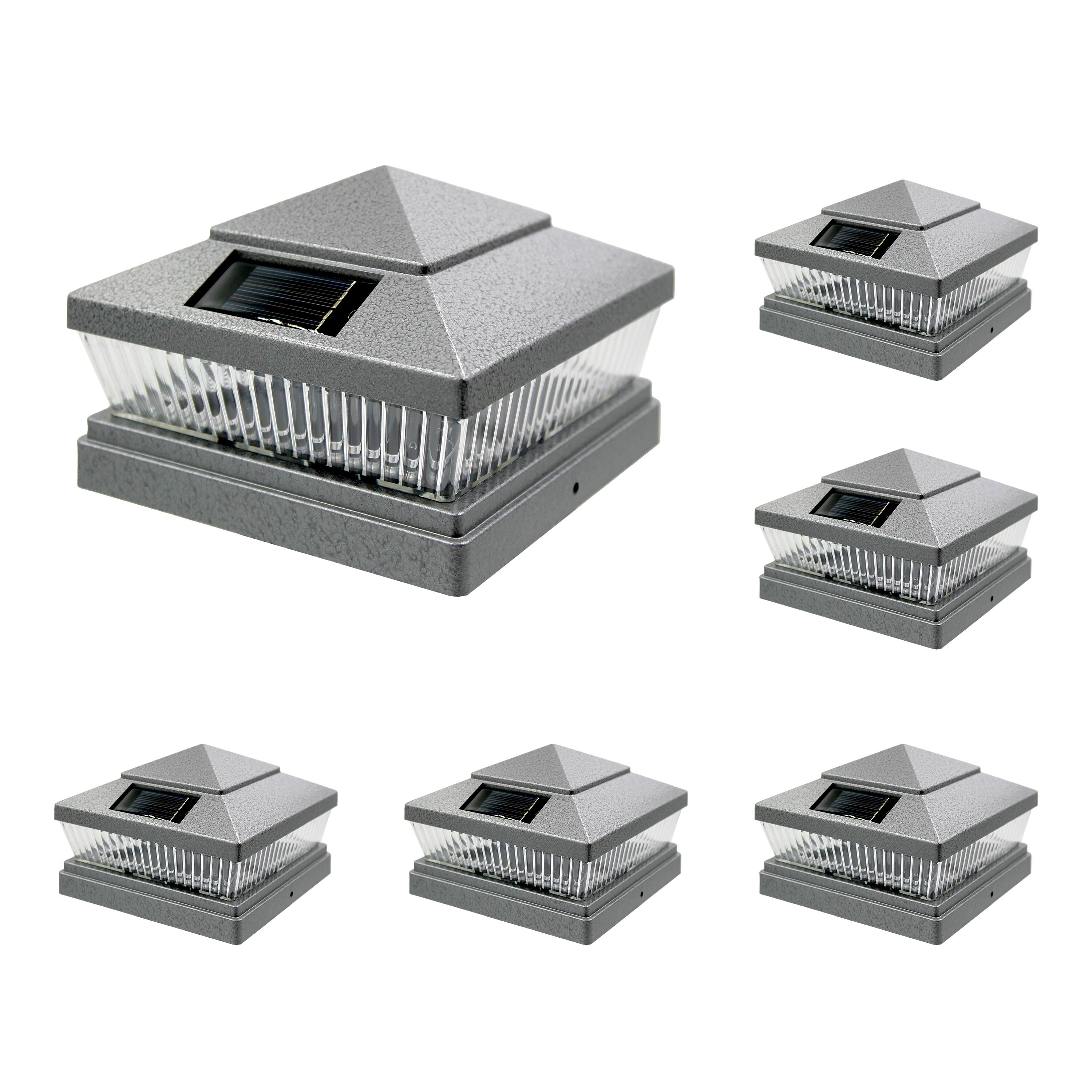 Alt View 4. FC Design - FC Design Silver Solar Post Cap Light 5 Ultra-Bright LED 78 Lumen Fit 4x4 Inch Wood Vinyl Deck Posts , set of 6 - Multicolor.