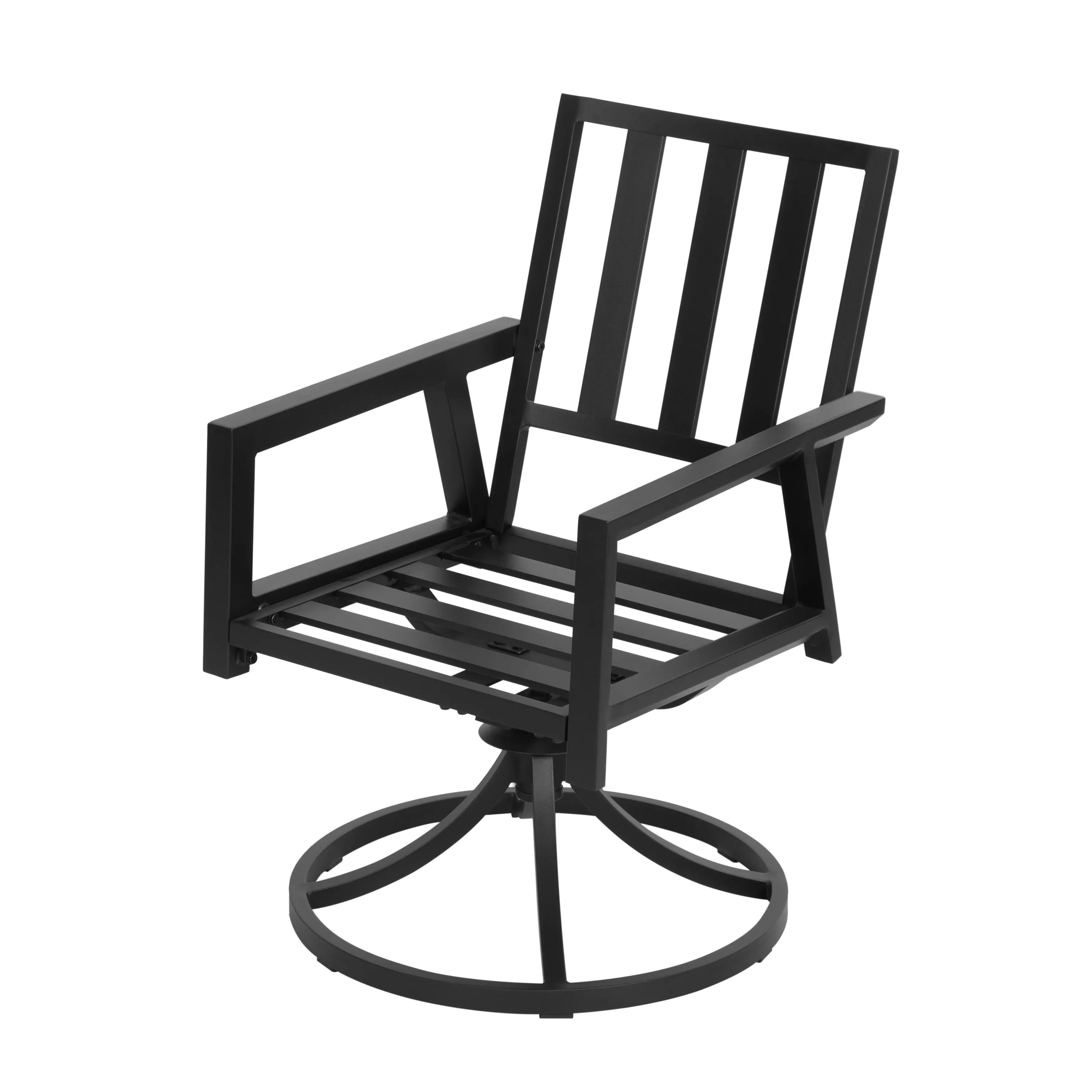 Alt View 6. Nuu Garden - Outdoor 2-Piece Aluminum Swivel Chairs with Gray Cushions - Black and Gray.