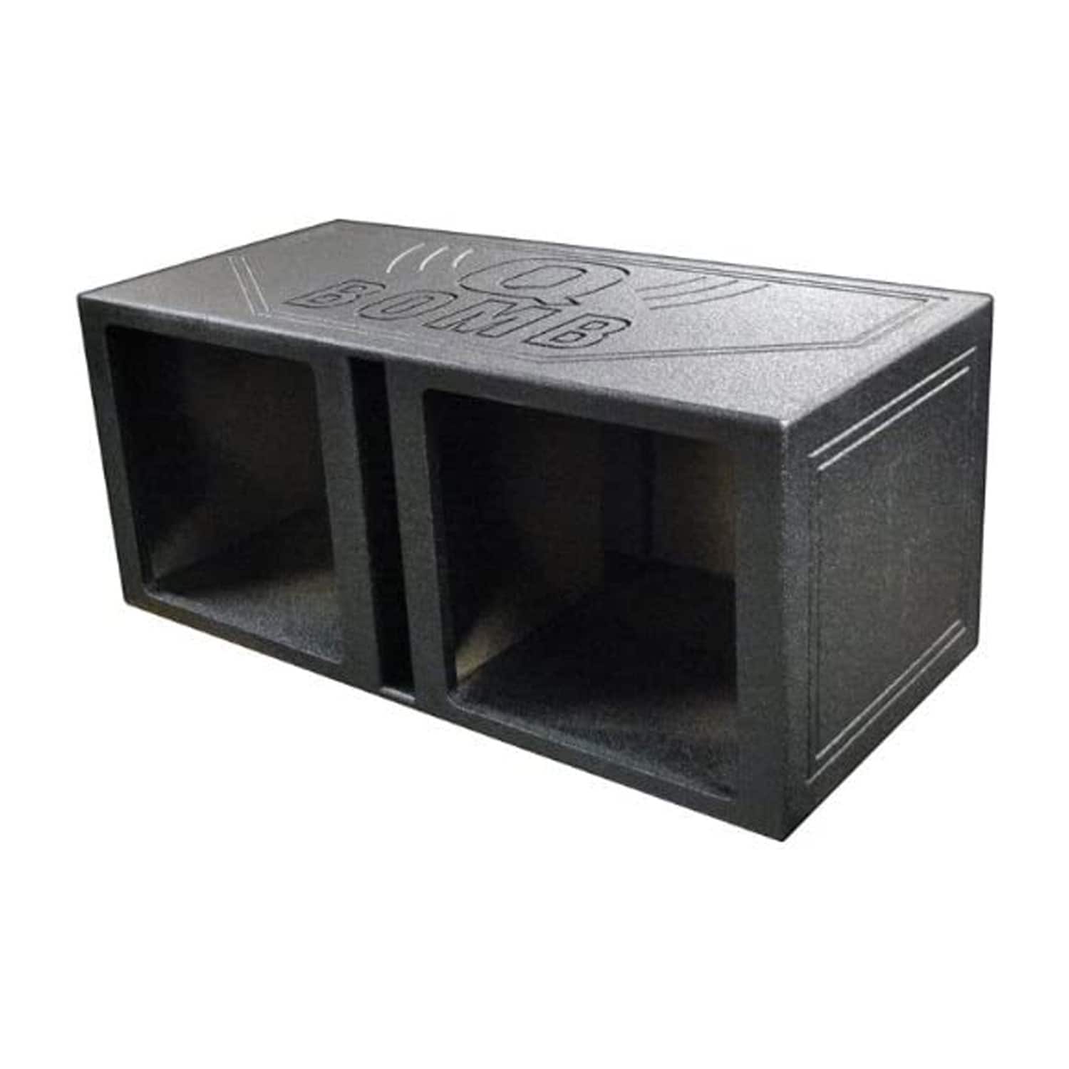 QPower - QBOMB 15 Inch Center Vented Dual Subwoofer Enclosure Speaker Box, Square - Black