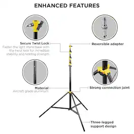 Flashpoint - 13' Pro Air-Cushioned Heavy-Duty Light Stand V2, Yellow