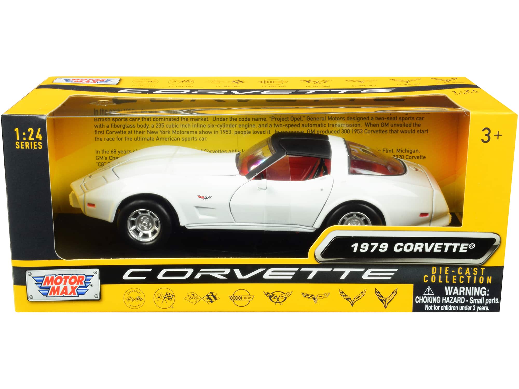 "1979 Chevrolet Corvette C3 White with Black Top and Red Interior ""History of Corvette"" Series 1/24 Model Car by Motormax" price history on PriceWatchPro
