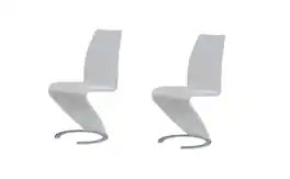 Hivvago - Set of Two Upholstered Faux Leather Dining Parsons Chairs - White