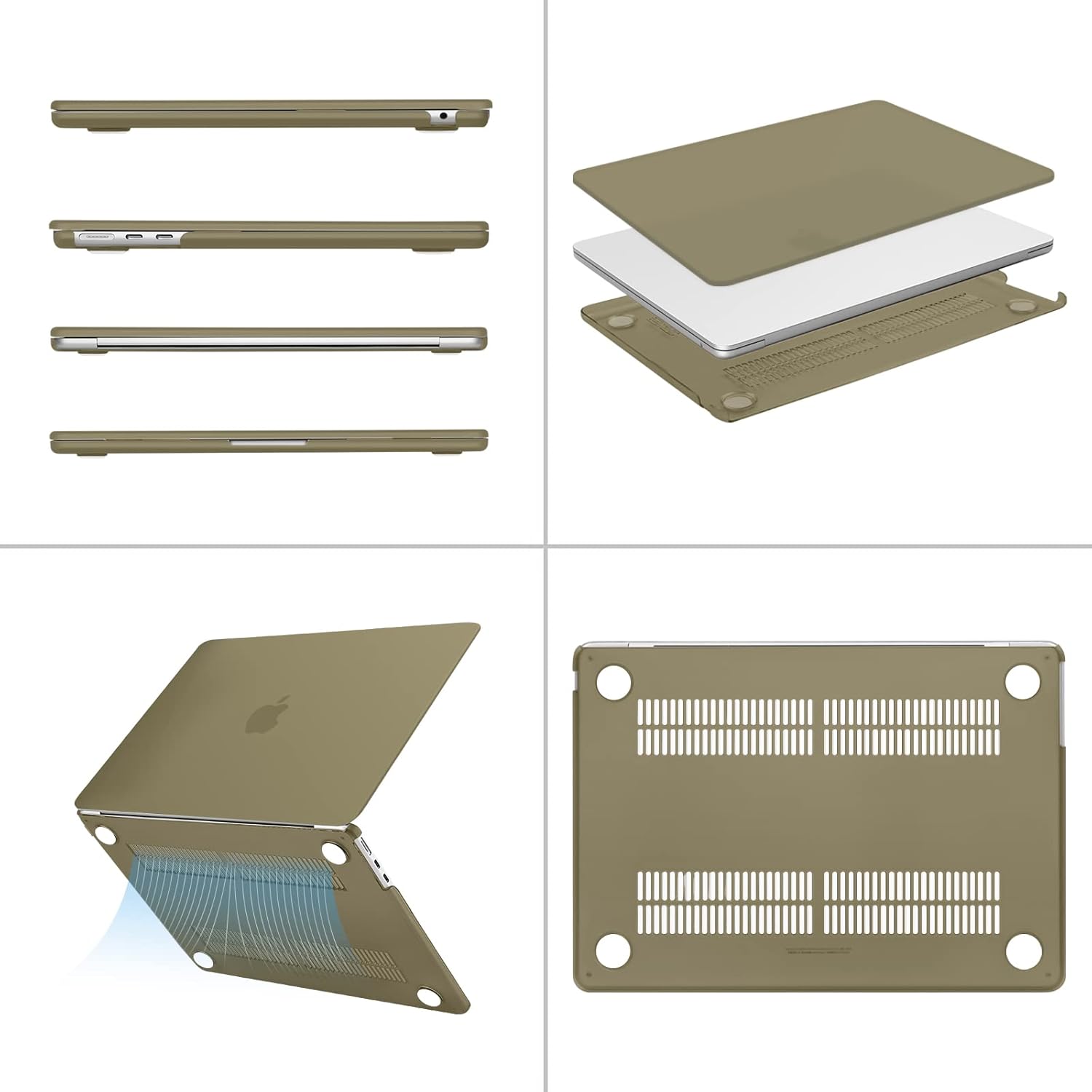 Alt View 1. mosiso - Laptop Case for MacBook Air 13 inch Case M5 A3449 M4 A3240 M3 A3113 M2 A2681 2022-2026 - Olive Yellow.