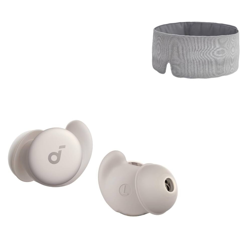Front. Soundcore - Sleep A20 Earbuds Set by Anker with Breescape Cooling Eye Mask，Side Sleeper Comfort, 80H Playtime - Slumber Beige.