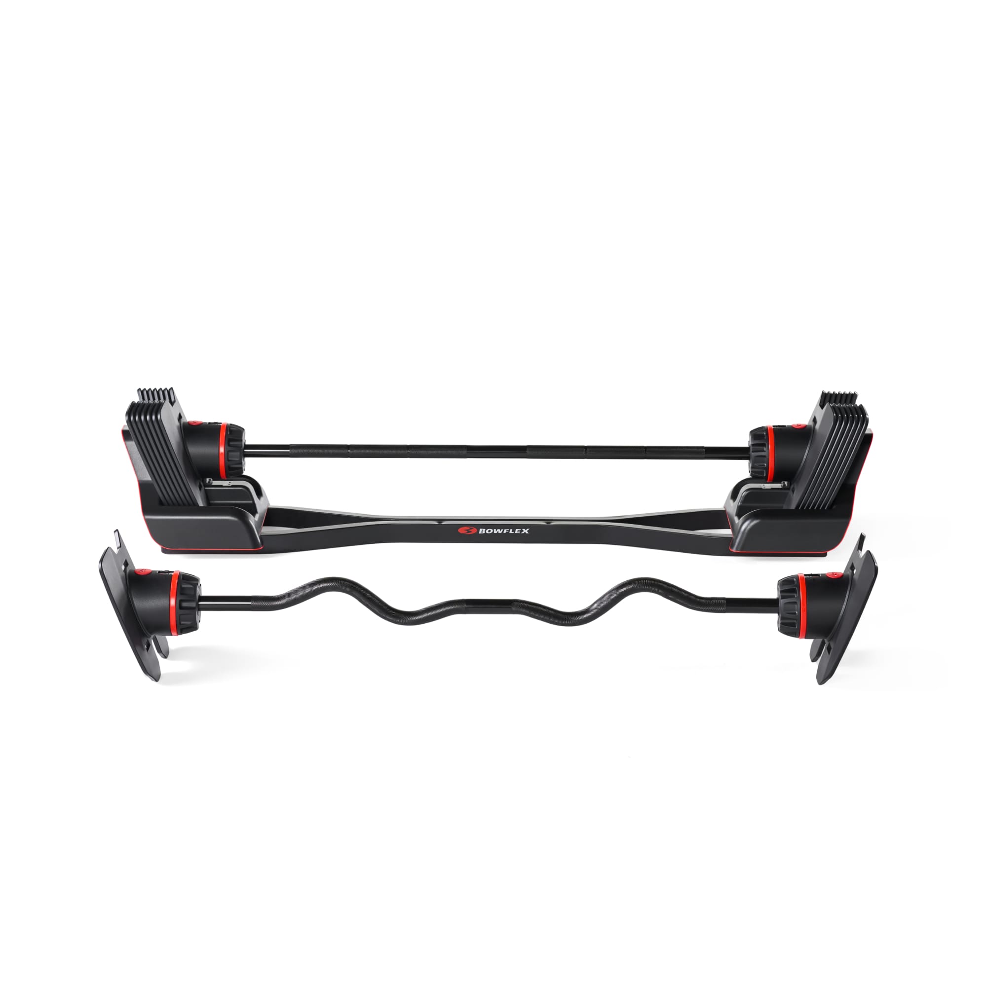 Front. BowFlex - SelectTech 2080 Barbell with Curl Bar - Black.