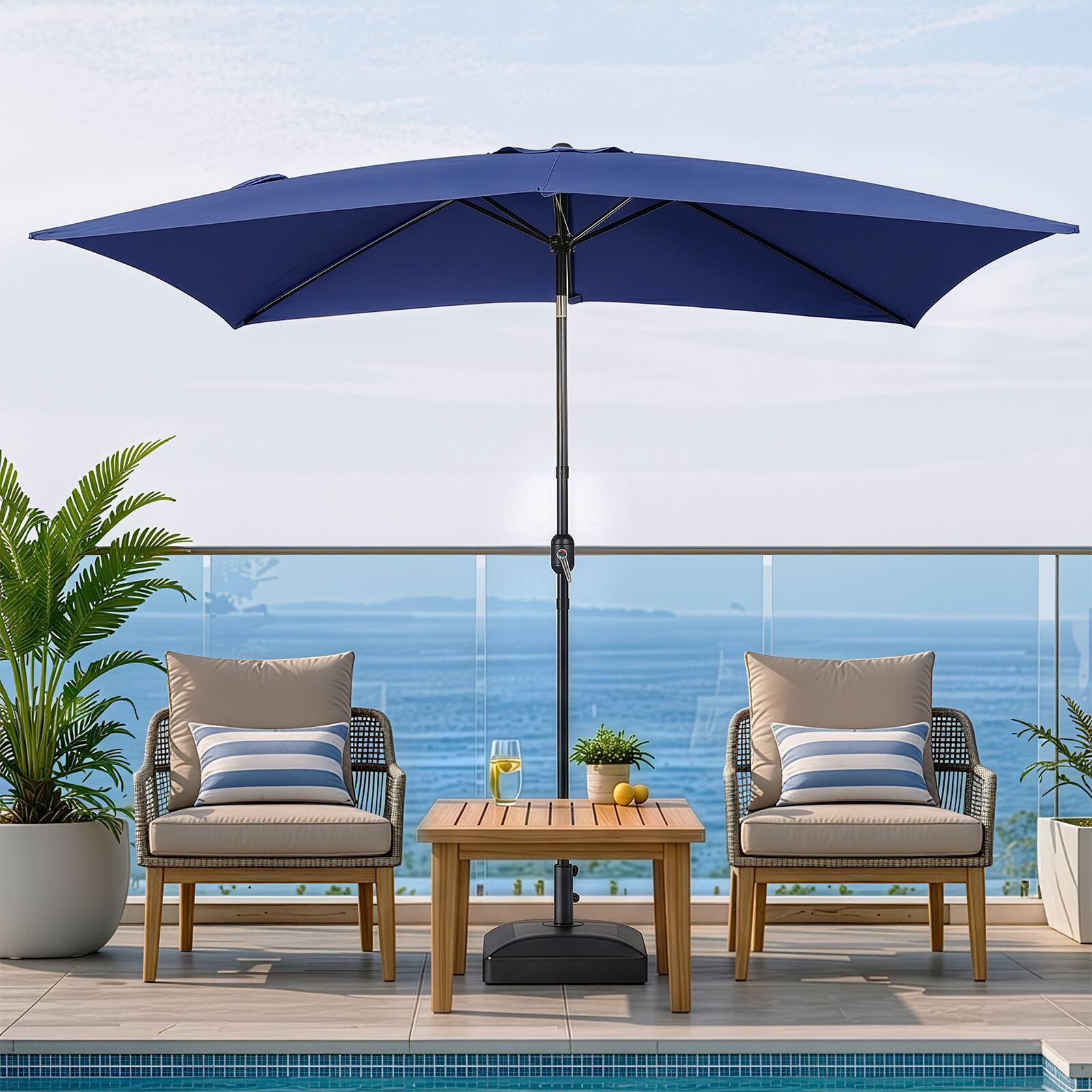 Angle. Winado - 10x6.5 ft Patio Umbrella Outdoor Umbrella with Push Button Tilt and Crank, Umbrella Outdoor Patio.