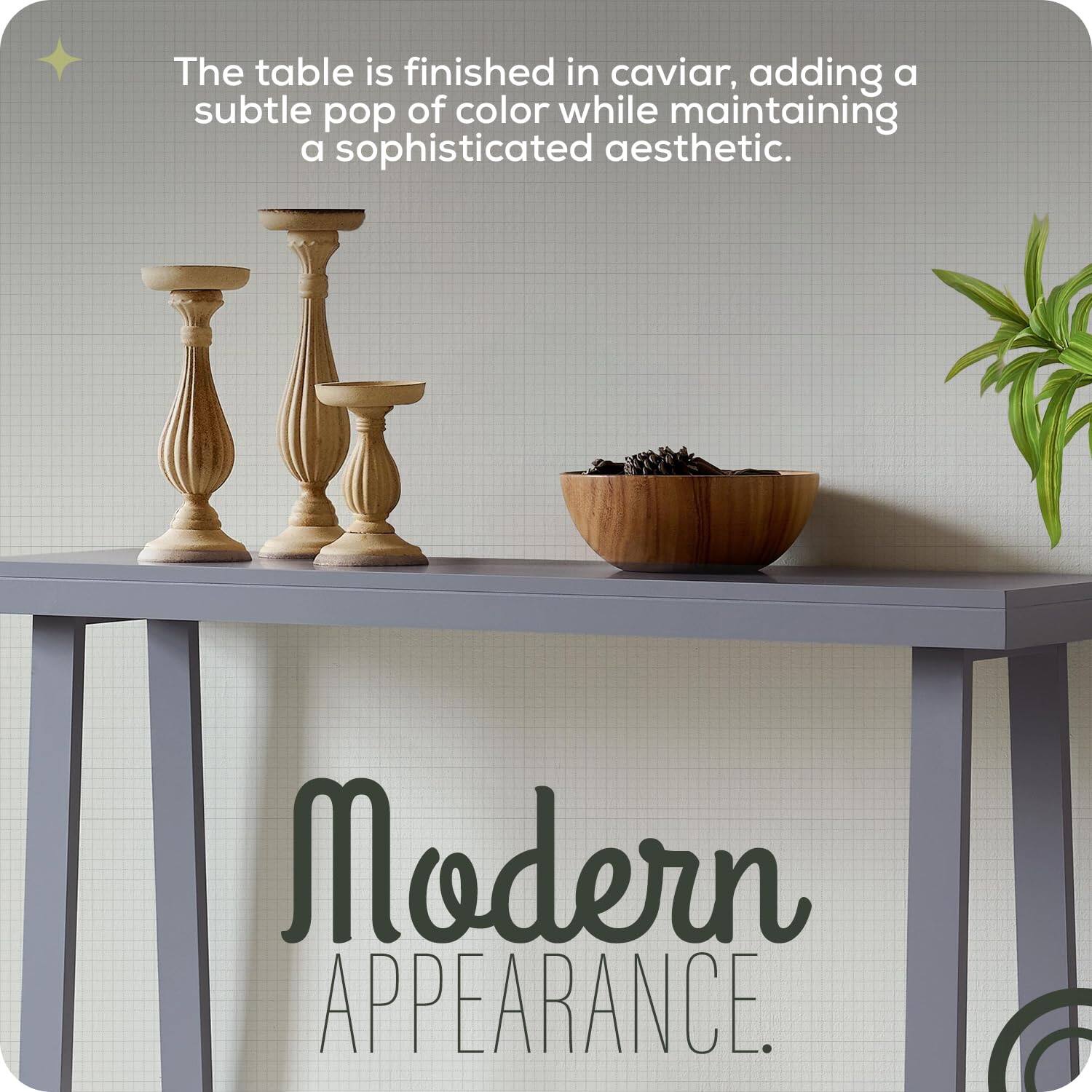 The table is finished in caviar, adding a subtle pop of color while maintaining a sophisticated aesthetic.

Modern APPEARANCE.