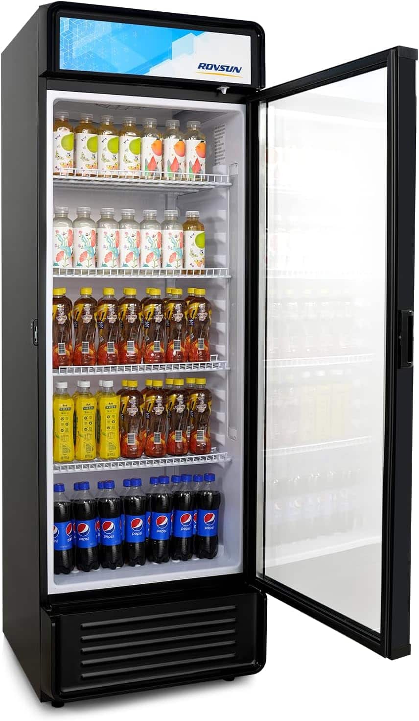 Winado - 12.2 Cu.Ft Commercial Refrigerator Display Refrigerator ETL NSF Certified, Slim Commercial Beverage Cooler Glass Door - Black