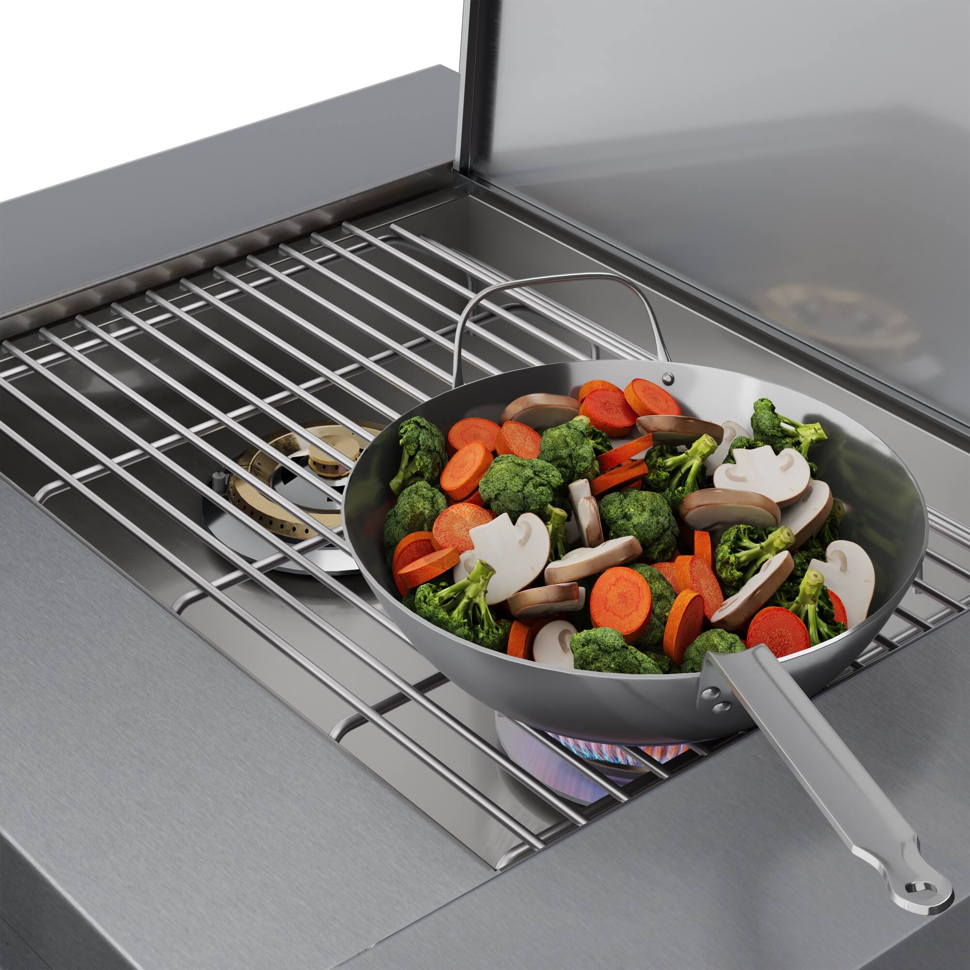 Alt View 4. Koolmore - 32 in. Outdoor Kitchen Liquid Propane Side Burner with Bottom Cabinet in Stainless-Steel (KM-OKS-SBC) - Stainless Steel.