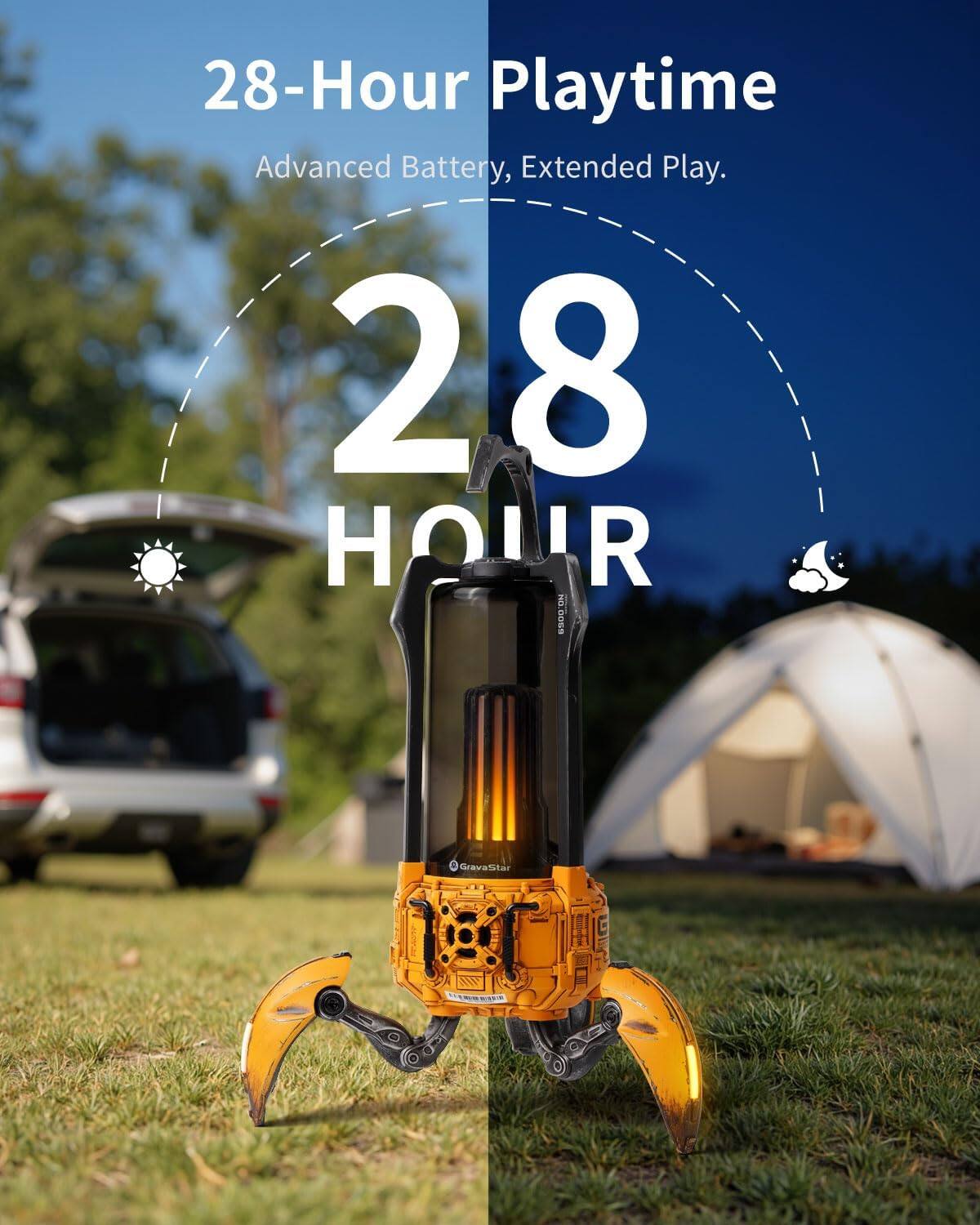 28-Hour Playtime Advanced Battery, Extended Play.