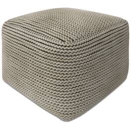Simpli Home - Eastmont 18 inch Wide Square Pouf Handwoven PET Polyester - Cream