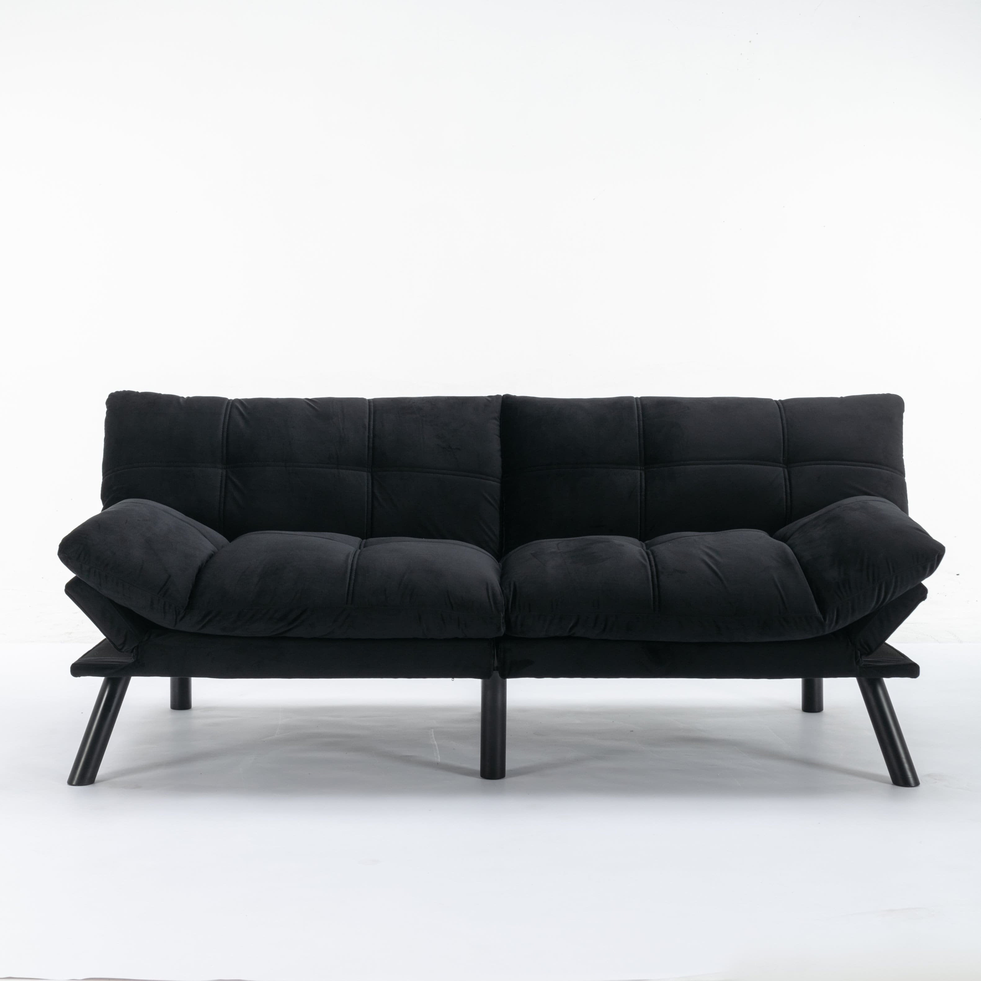 Tiramisubest - Convertible Foldable Modern Sofa Bed,Futon Lazy Sofa Bed,Comfy Small Couch for Living Room and Bedroom - Black
