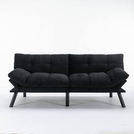 Tiramisubest - Convertible Foldable Modern Sofa Bed,Futon Lazy Sofa Bed,Comfy Small Couch for Living Room and Bedroom - Black