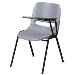 Emma + Oliver - Ergonomic Shell Chair with Left Handed Flip-Up Tablet - Tablet Arm Desk - Gray