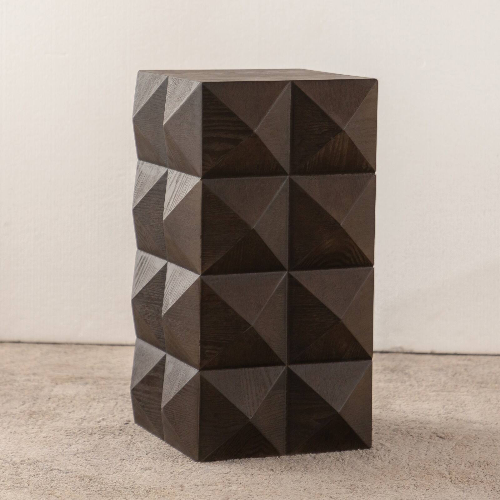 Alt View 10. Ecooso - 23.62"Height Three-dimensional Embossed Pattern Design Retro Side Table Retro Wooden Nightstand - Brown.