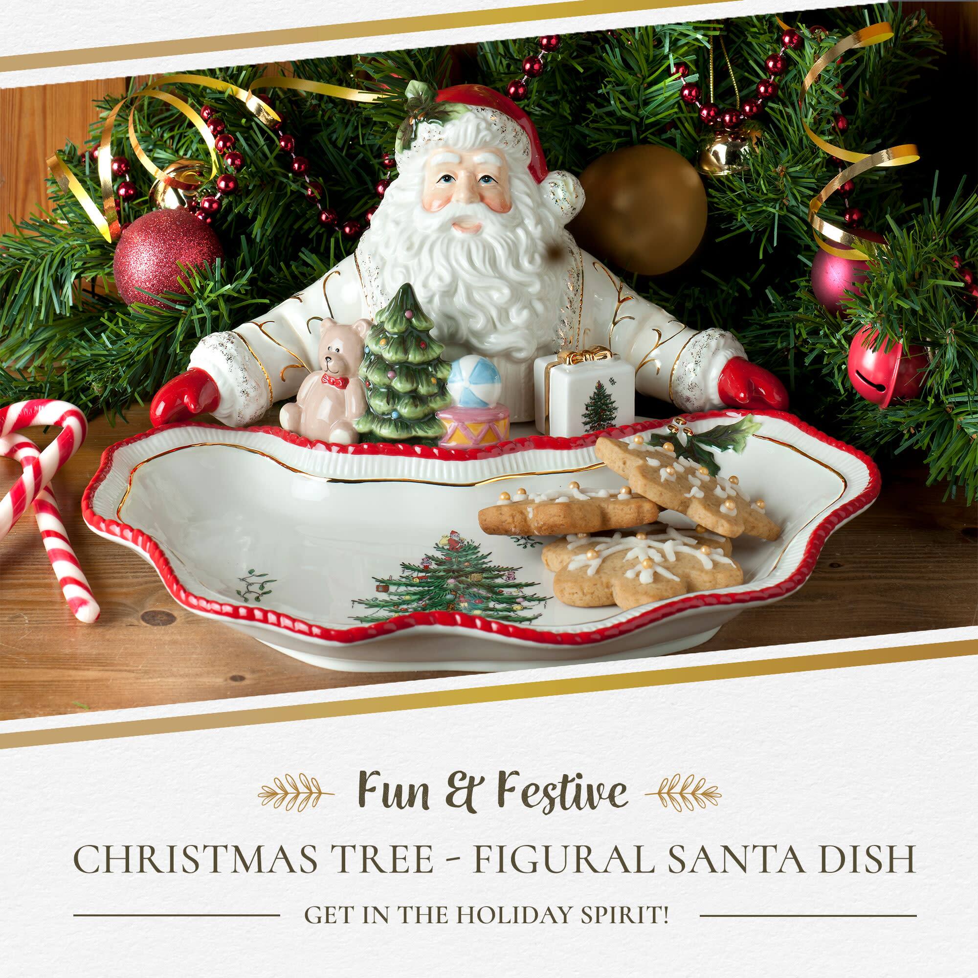 Fun & Festive CHRISTMAS TREE - FIGURAL SANTA DISH  
GET IN THE HOLIDAY SPIRIT!