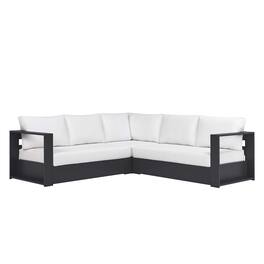 Modway - Tahoe 3-Piece Powder-Coated Aluminum Outdoor Sectional Sofa Set - Gray White