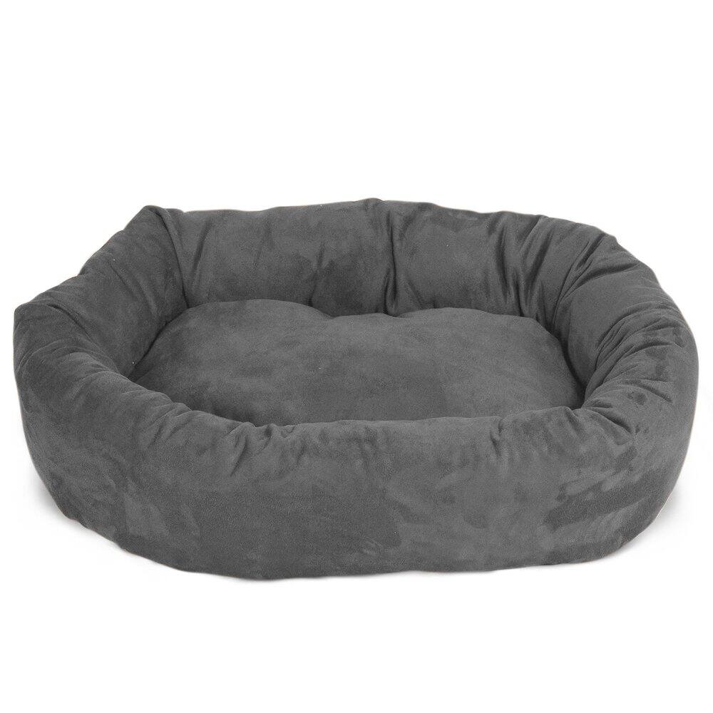Angle. Majestic Pets - Majestic Pet 40 Inch Suede Calming Dog Bed Washable 40x29x9 (Inch) Gray - Gray.