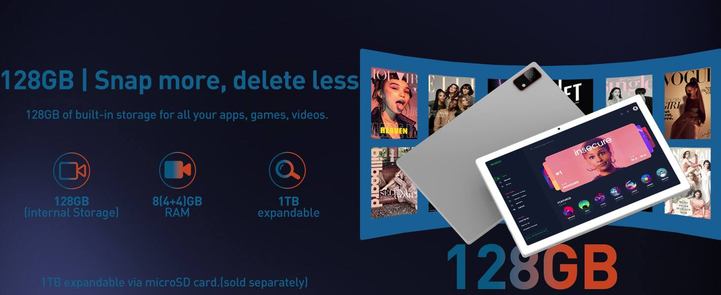128GB | Snap more, delete less

128GB of built-in storage for all your apps, games, videos.

128GB (internal Storage)

8(4+4)GB RAM

1TB expandable

1TB expandable via microSD card. (sold separately)