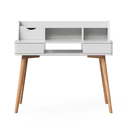 Front. Teamson Home - 40-Inch Writing Desk with Hutch Storage - White.