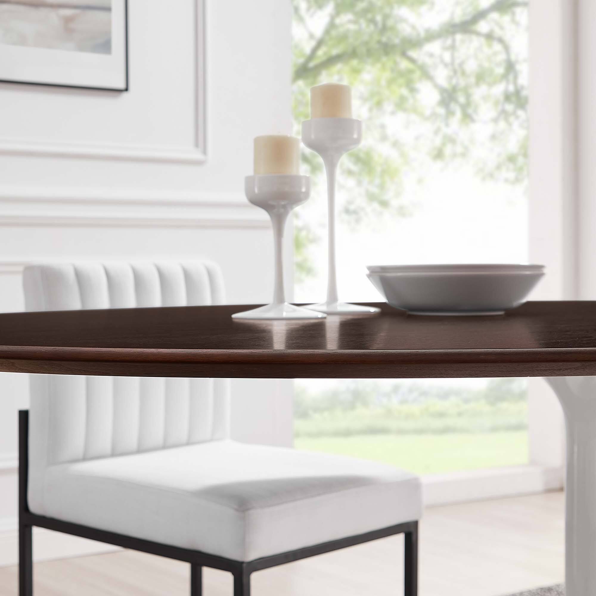 Alt View 6. Modway - Lippa 78" Oval Wood Dining Table by Modway - White Cherry Walnut.