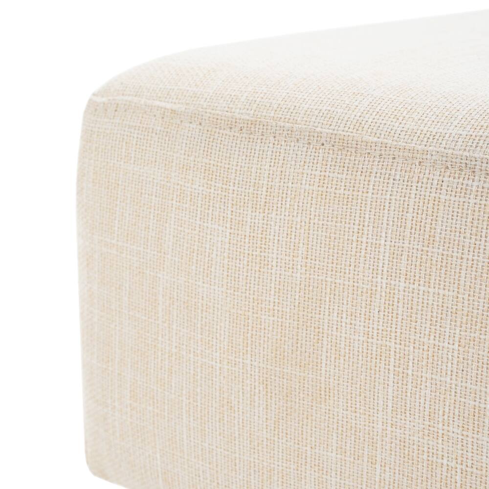 Alt View 4. Ropilly - Ropilly Rectangular Upholstered Linen Ottoman Bench with Open Storage Shelf, Solid Wood Legs, Beige - Beige.
